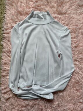 Aritzia Wilfred white ribbed mockneck